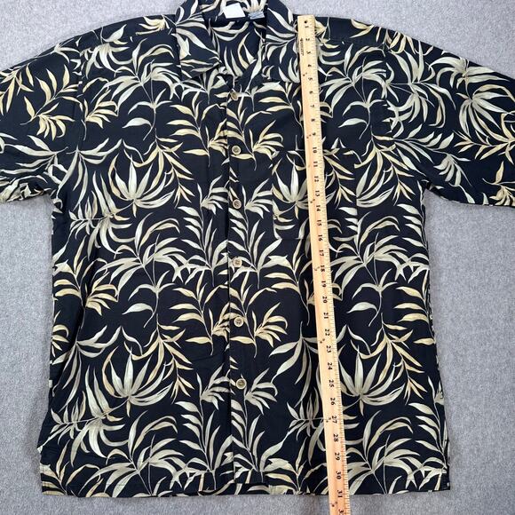 OP Sport Hawaiian Short Sleeve Button Down Shirt Men’s XL Black Leaf Print - Picture 5 of 7